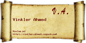 Vinkler Ahmed névjegykártya